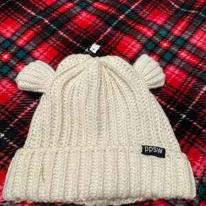 PPSW Black Knitted Teddy Bear Ear Beanie Winter Hat